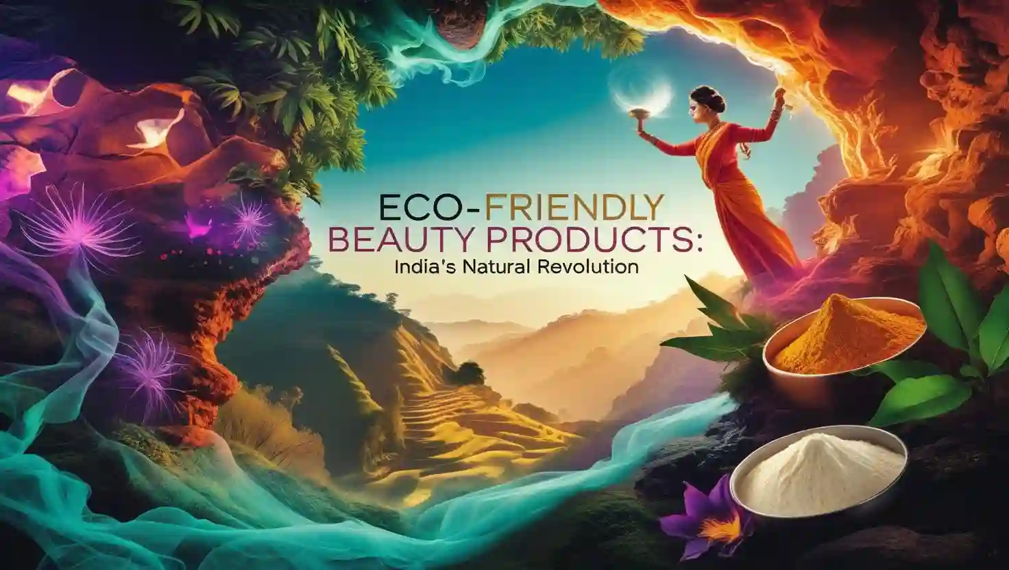 Eco-Friendly Beauty Products: India’s Natural Revolution. Eco-friendly beauty products, organic skincare, chemical-free hair products, sustainable beauty, Indian startups, Ayurvedic beauty, cruelty-free cosmetics,
