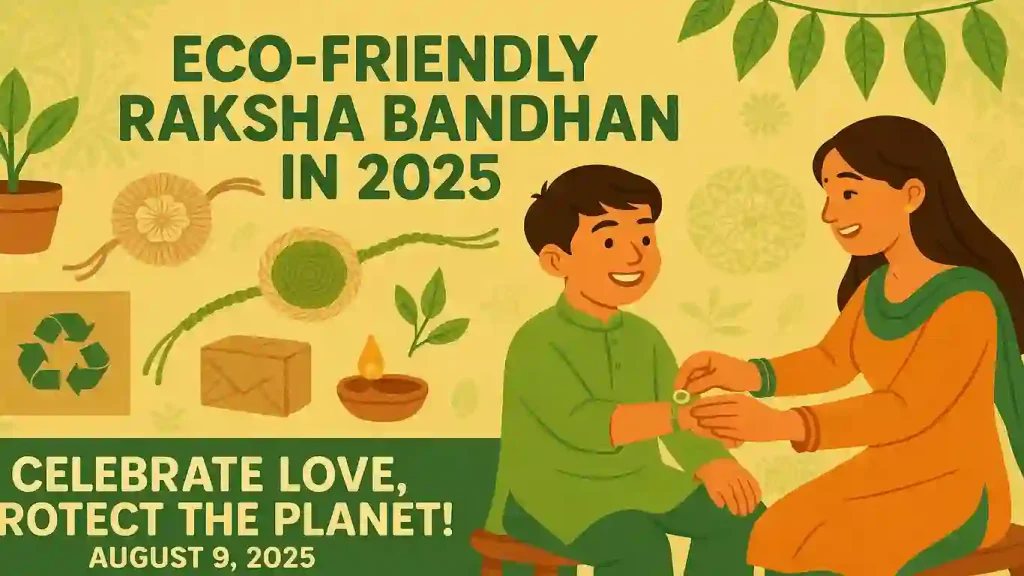 Eco-Friendly Raksha Bandhan in 2025, Sustainable Raksha Bandhan, green Rakhi, eco-conscious festival, Raksha Bandhan 2025, Eco-friendly Rakhi made of jute and seeds for Raksha Bandhan 2025; Sustainable Raksha Bandhan gift wrapped in cloth,